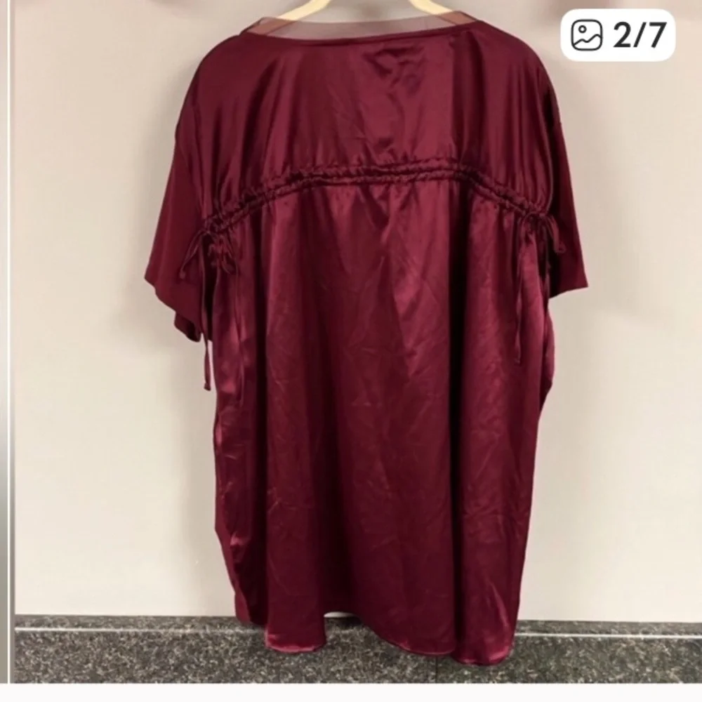 3/$15 ❤️ Ava & Viv wine colored detailed shirt 2x - Picture 2 of 7
